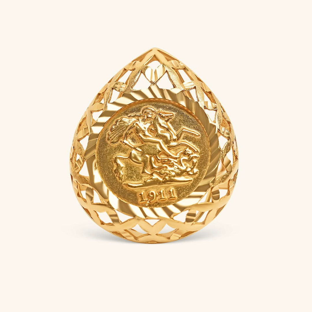 English Coin Design Ring