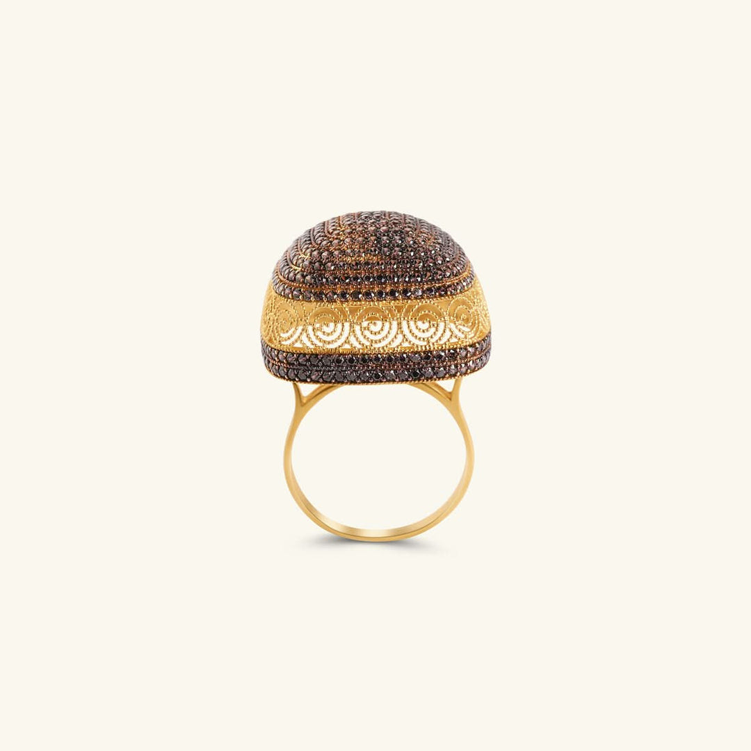 Square-Shaped Brown Stone Ring