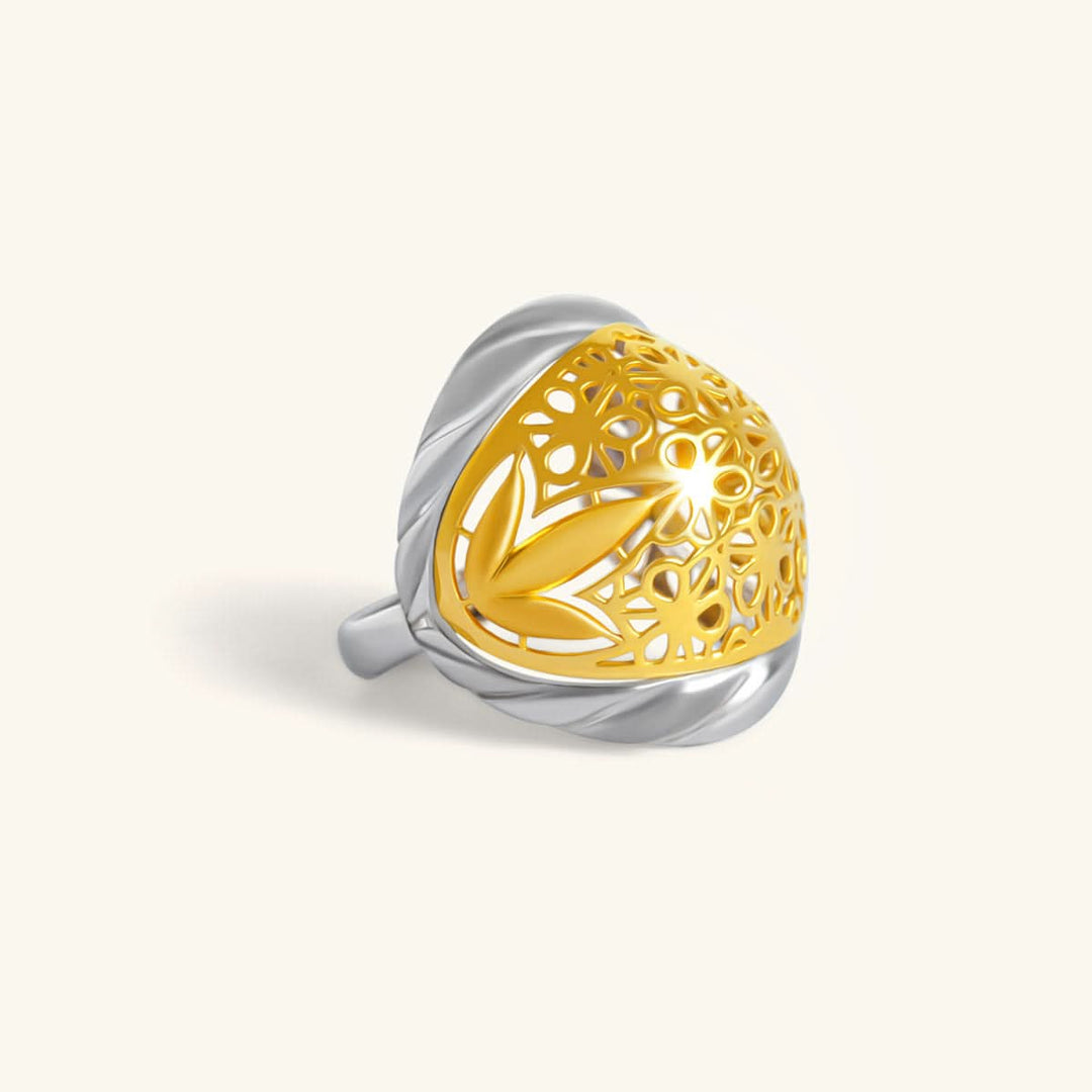 Two-Tone Floral Dome Ring