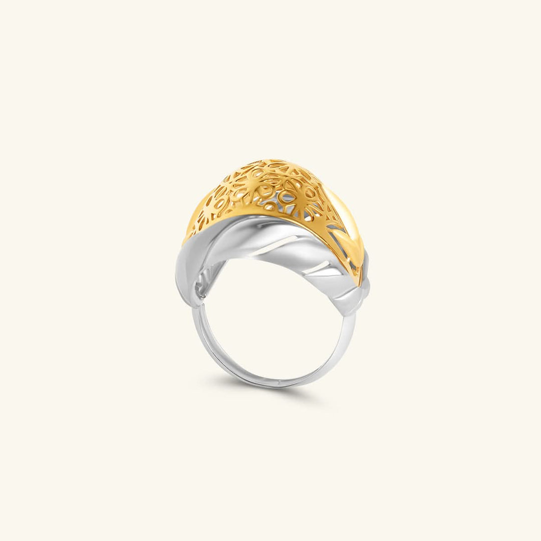 Two-Tone Floral Dome Ring