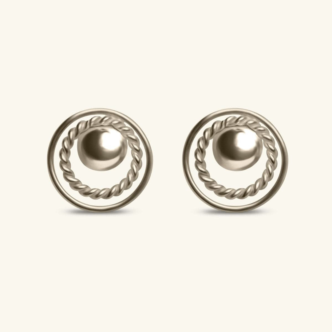 Twisted Halo Silver Stud Earrings