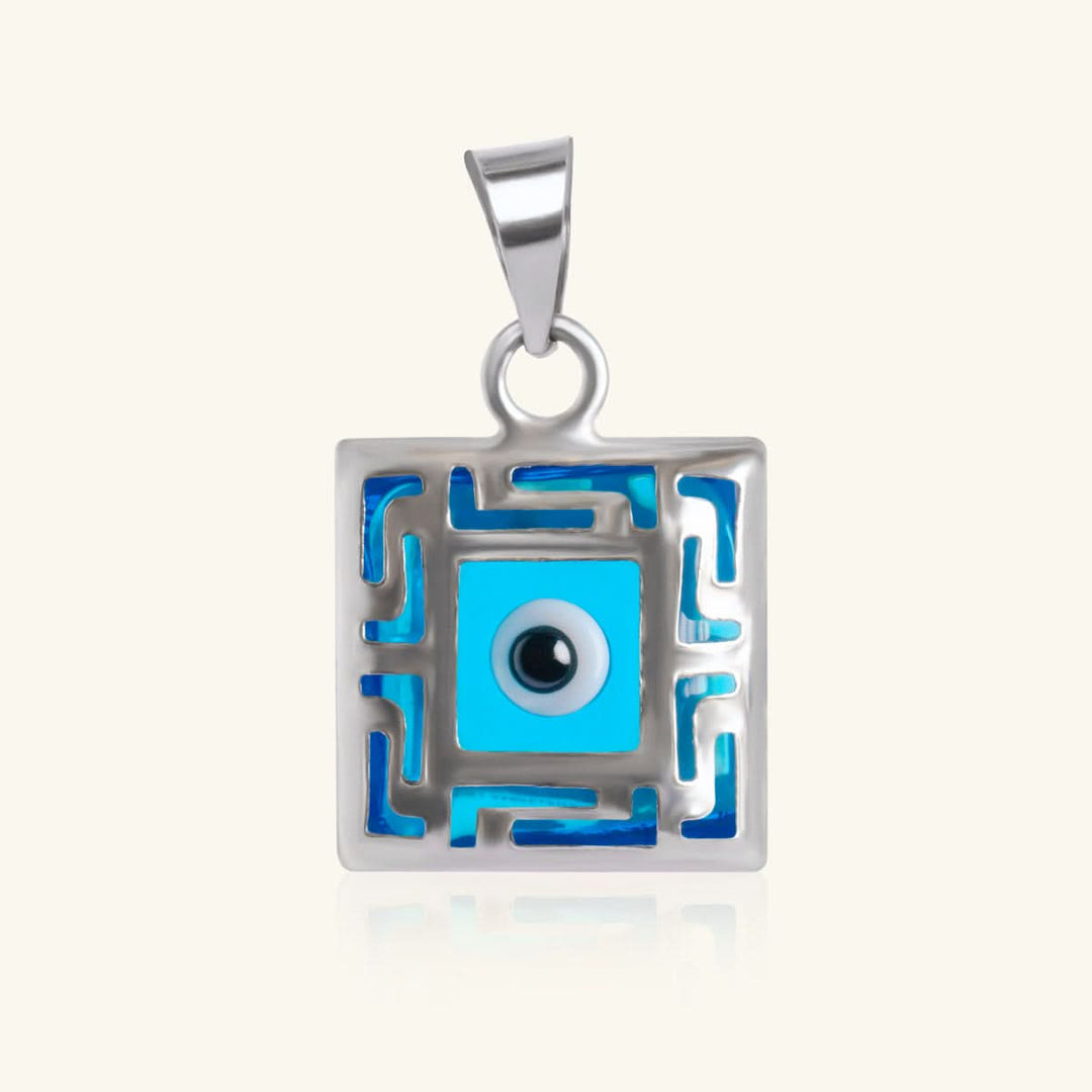 Greek Key Evil Eye Pendant