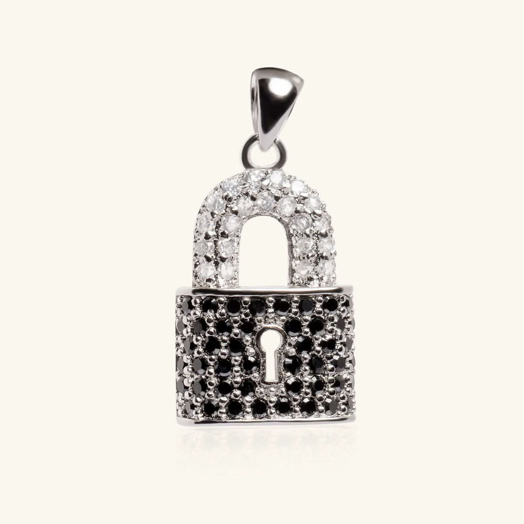 Luxury Lock Pendant with Black & White Crystals