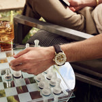Load image into Gallery viewer, Sutton Classic – Gold Skeleton, Leather Strap
