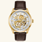Load image into Gallery viewer, Sutton Classic – Gold Skeleton, Leather Strap
