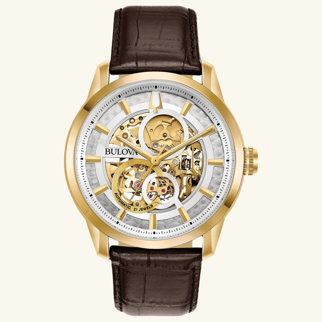 Sutton Classic – Gold Skeleton, Leather Strap