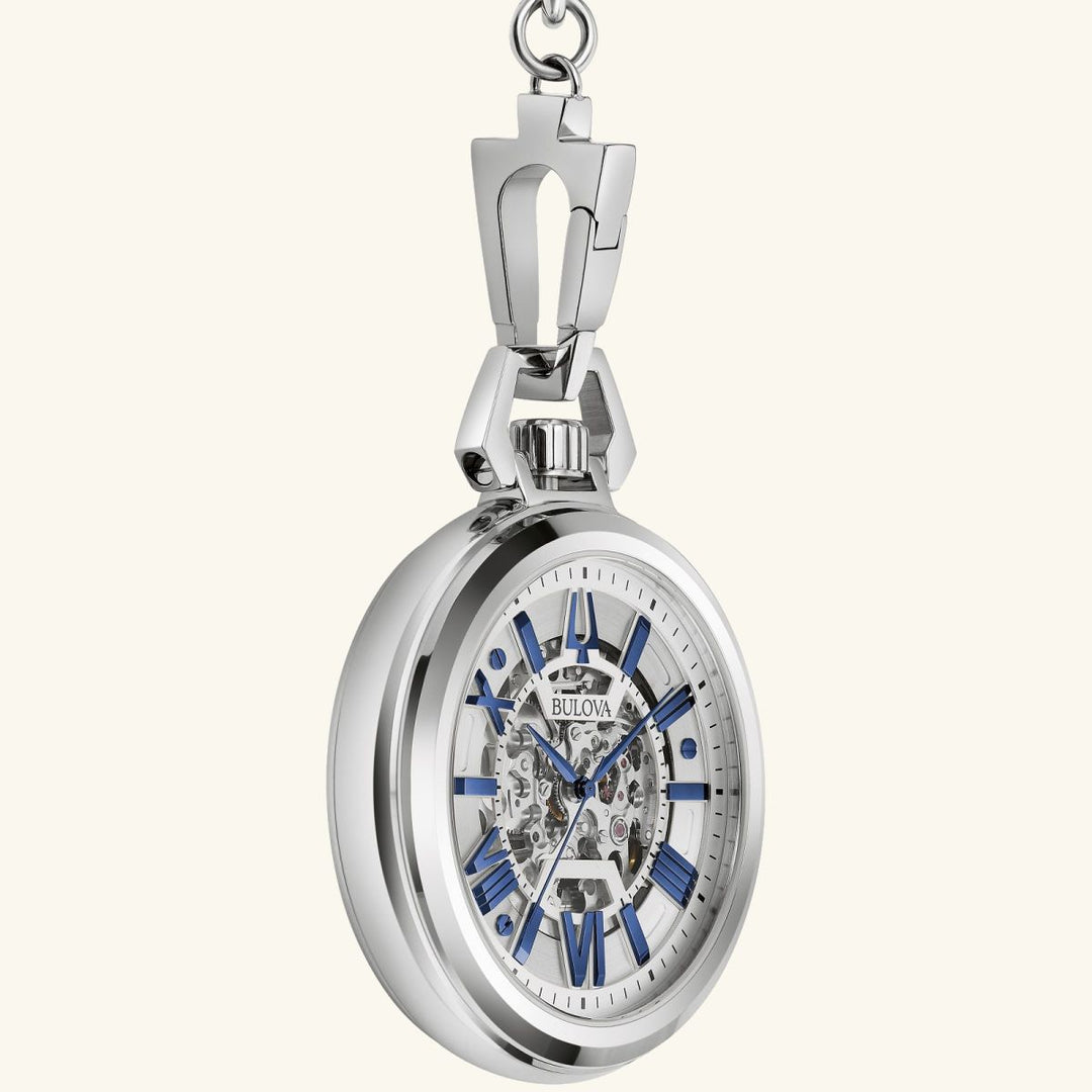 Sutton Pocket Watch – Silver Skeleton Dial