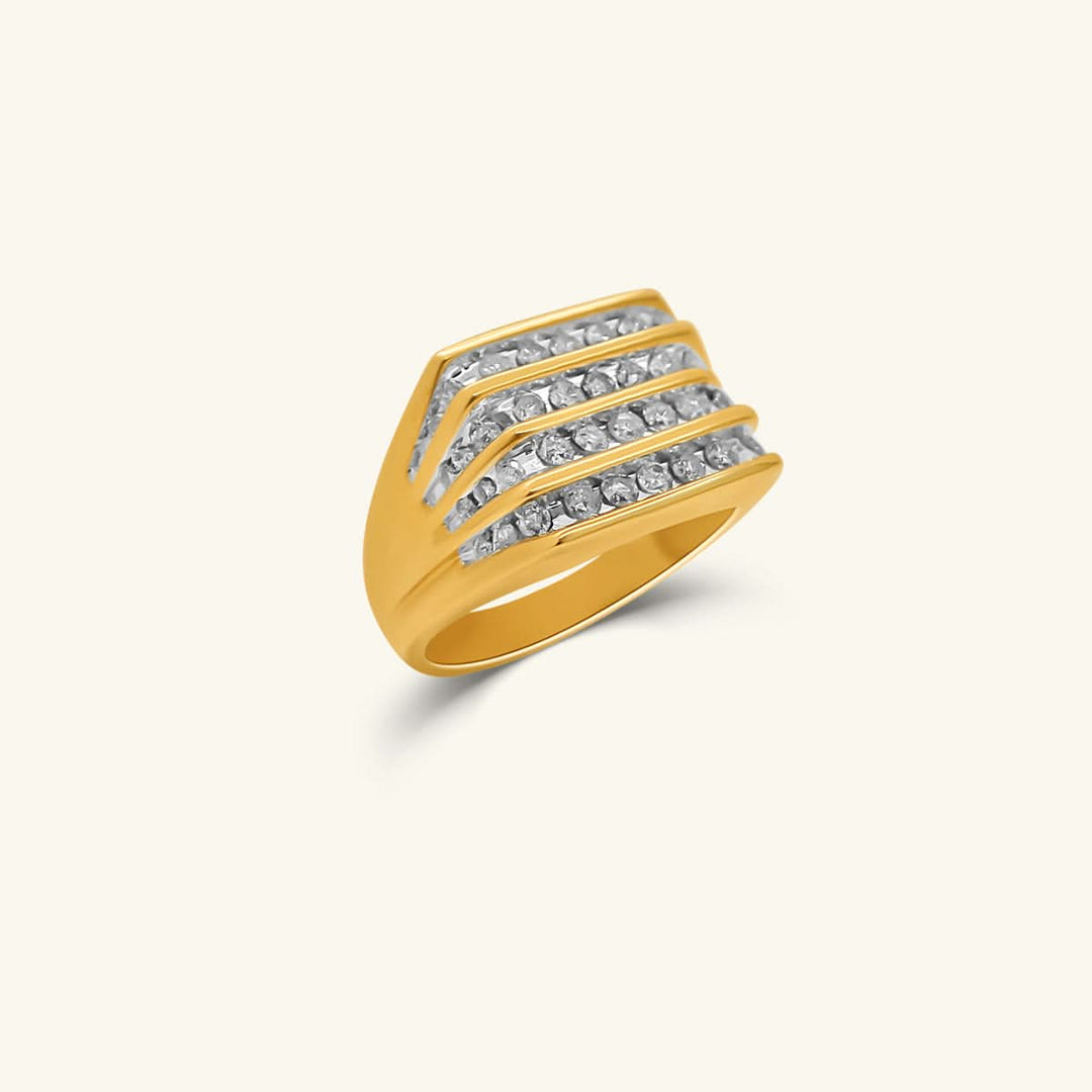 Luxe Men’s Triple Row Diamond Statement Band Ring
