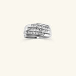 Load image into Gallery viewer, Men’s 10K White Gold Triple Row Diamond Band Ring
