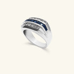 Load image into Gallery viewer, Men’s 14K White Gold Blue Sapphire &amp; Diamond Channel-Set Ring
