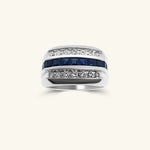 Load image into Gallery viewer, Men’s 14K White Gold Blue Sapphire &amp; Diamond Channel-Set Ring
