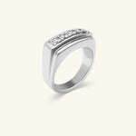 Load image into Gallery viewer, Men’s 14K White Gold Channel-Set Diamond Signet Band Ring
