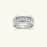 Load image into Gallery viewer, Men’s 14K White Gold Channel-Set Diamond Wide Band Ring
