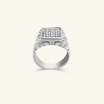 Load image into Gallery viewer, Men’s 14K White Gold Diagonal Diamond Octagon Signet Ring
