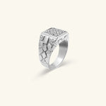 Load image into Gallery viewer, Men’s 14K White Gold Diagonal Diamond Octagon Signet Ring
