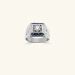 Load image into Gallery viewer, Men’s 14K White Gold Diamond &amp; Blue Sapphire Signet Ring

