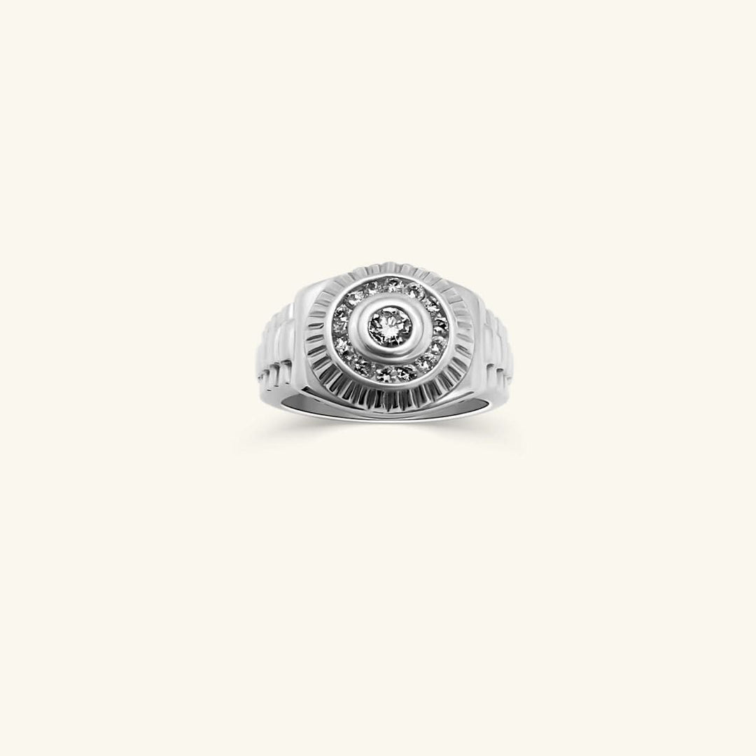 Men’s 14K White Gold Diamond Cluster Ring