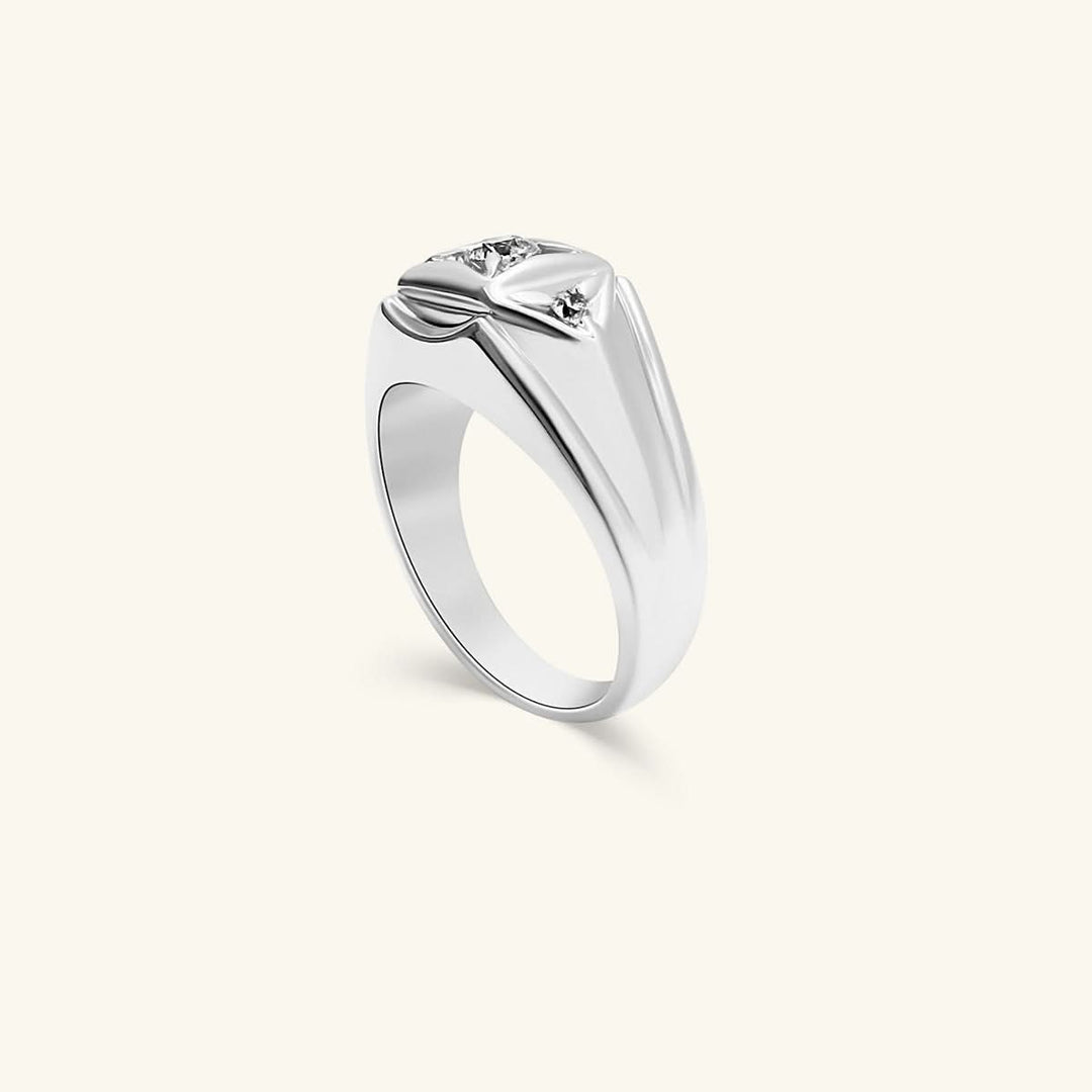Men’s 14K White Gold Diamond Radiant Signet Ring