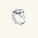 Load image into Gallery viewer, Men’s 14K White Gold Hexagon Diamond Cluster Signet Ring
