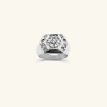 Load image into Gallery viewer, Men’s 14K White Gold Hexagon Diamond Cluster Signet Ring
