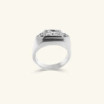 Load image into Gallery viewer, Men’s 14K White Gold Hexagon Diamond Signet Ring
