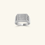 Load image into Gallery viewer, Men’s 14K White Gold Pavé Diamond Rectangular Signet Ring
