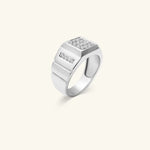 Load image into Gallery viewer, Men’s 14K White Gold Pavé Diamond Square Signet Ring
