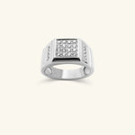Load image into Gallery viewer, Men’s 14K White Gold Pavé Diamond Square Signet Ring
