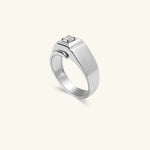 Load image into Gallery viewer, Men’s 14K White Gold Single Diamond Wide Band Ring
