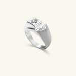 Load image into Gallery viewer, Men’s 14K White Gold Star-Set Diamond Signet Ring
