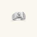 Load image into Gallery viewer, Men’s 14K White Gold Star-Set Diamond Signet Ring
