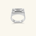 Load image into Gallery viewer, Men’s 18K White Gold Geometric Diamond Signet Ring
