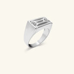 Load image into Gallery viewer, Men’s 18K White Gold Geometric Diamond Signet Ring
