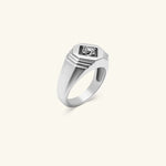 Load image into Gallery viewer, Men’s 18K White Gold Square Diamond Signet Ring

