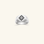 Load image into Gallery viewer, Men’s 18K White Gold Square Diamond Signet Ring
