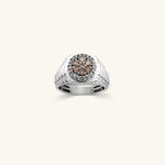 Load image into Gallery viewer, Men’s Champagne Diamond Halo Signet Ring
