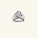 Load image into Gallery viewer, Men’s Plat White Gold Triple Row Diamond Signet Ring
