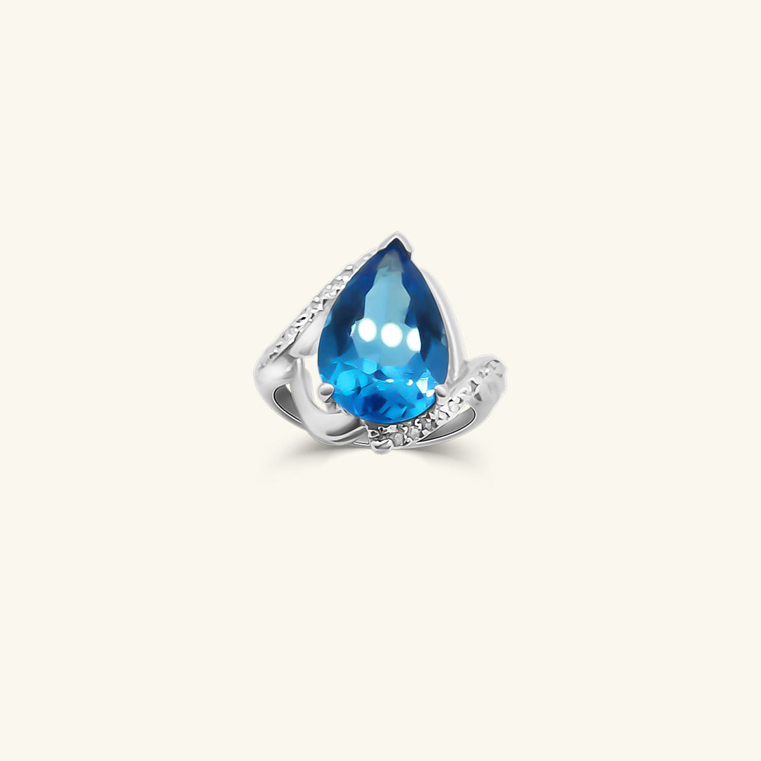 Pear-Cut Blue Topaz & Diamond 10K Ring